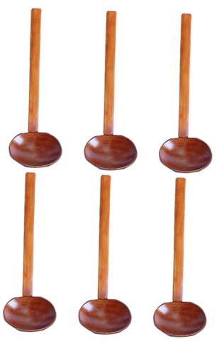 ZUNOXAZ 6 Piezas Cucharas de Madera Japonesa para Sopa con Mango Resistente al Calor Diseño Antideslizante Facetado para y Servir Cucharas Rústicas para Ramen y Cocina