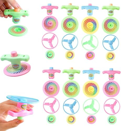 9-teiliges UFO-Spinner-Set, drehbares Kreisel, Propellen, mit Werfer, Farbiger Kreisel und Propeller, Party-Geschenktüten-Füllung, geeignet als Geburtstagsgeschenk (1)