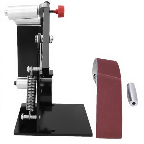 Electric Belt Sander, Mini Belt Sander Grinder Belt Sanding Machine Adjustable Desktop Polishing Machine with Adapter 5 Sanding Belts for Wood Metal Stainless Steel Work