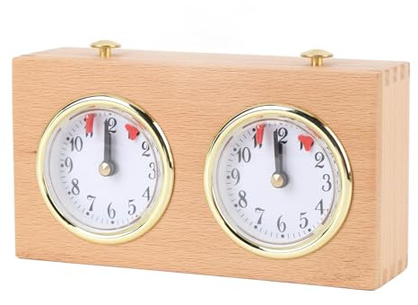 Fabater Orologio da Scacchi Analogico, Non Richiede Batterie, Timer Meccanico a Carica con Quadranti Grandi e Facili da Leggere, per Chess Go e Tornei di Scacchi Cinesi