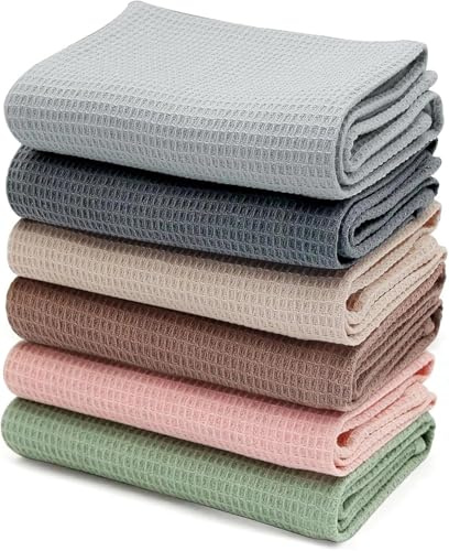 Omtofo Strofinacci Cucina Cotone 45 x 65 cm, 6 Pezzi in Aspetto Cialda Canovacci Cucina Cotone, Asciugamani Cucina Super Assorbente