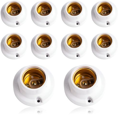 Douille e27 a Visser 10 Pièces Douille Ampoule Support de Lampe Plafonnier a Encastrer Plafond de Chantier pour Ampoules à Incandescence Lampes Halogènes Blanc