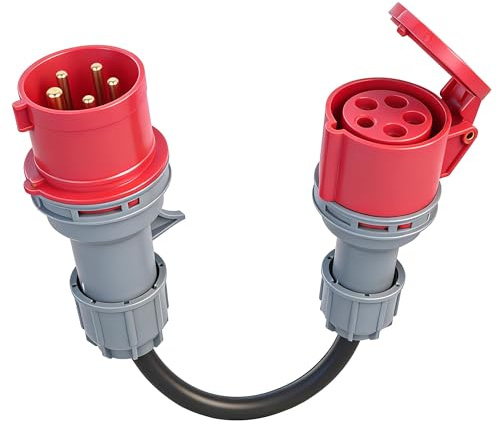CEE Adapter 32A auf 16A, CEE Adapter 32A Stecker auf 16A Kupplung 400V 3-Phasen Starkstrom Adapter mit H07RN-F 5G2.5mm² Industriekabel EN60309, 32A auf 16A adapter IP44 Für EV-Laden 16A Ladegeräte