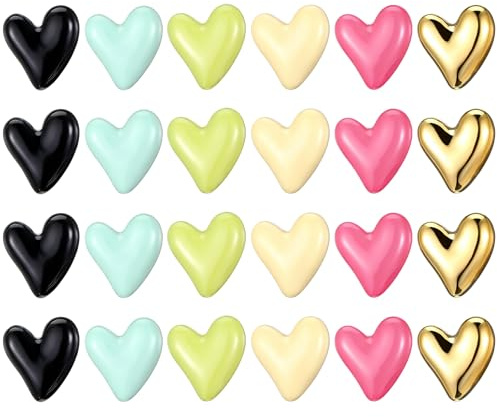 24 PCS Cute Heart Magnets for Fridge, Cute Colorful Heart Fridge Magnets for Whiteboard Cabinet Locker, Funny Decorative Magnet Refrigerator for Classroom, Kitchen, Office