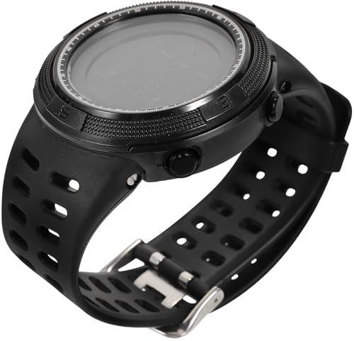 AKOOSY Montre d'alpinisme Étanche Noire Podomètre, Chronomètre, Grand Écran Lumineux, Fonction Alarme, Calendrier, Wr50m, pour Sports et Activités Extérieures