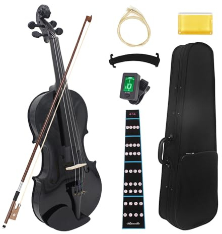 Violín profesional de tamaño completo 4/4, práctico instrumento musical con textura de madera pequeña, práctica familiar