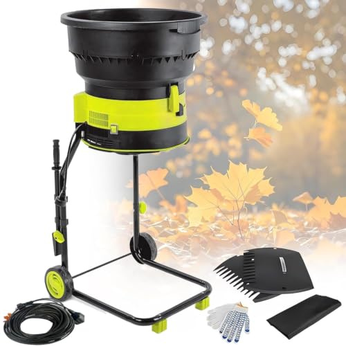 UORDBY Broyeur de Feuilles électrique 2500 W, composteur de Jardin avec Roues, Coupe sans Lame 8000 TR/Min, pour la préparation des Feuilles et du Compost 30mpowercord