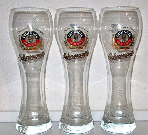 Erdinger Vasos de cerveza / blanco nieve / paquete de 3 / vaso de cerveza / vaso de trigo