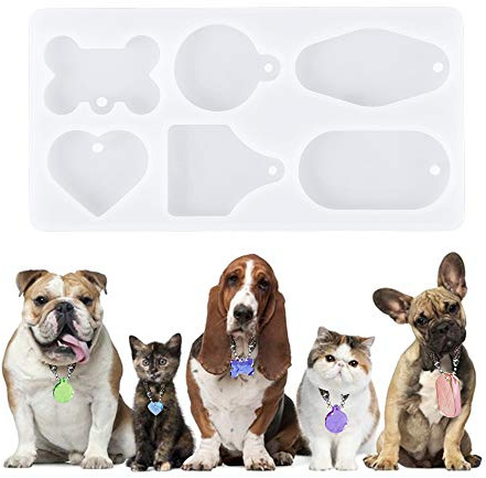 Nifocc Portachiavi fai da te in silicone a forma di cuore, in resina epossidica, ovale, con fori per gioielli fai da te, fai da te, fai da te, 6 forme, 1 pezzo