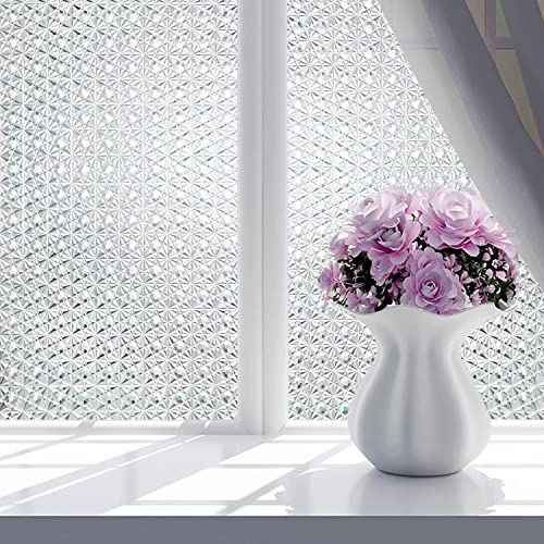 Privacy Window Film Non-Adhesive Window Film Static Cling Film Anti-UV Static for Office, Bathroom Living Room and Office (44.5 * 200cm)