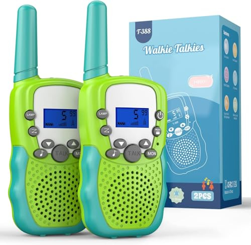 Kearui Spielzeug 3-12 Jahren Jungen & Mädchen, Walkie Talkies für Kinder mit 8 Kanäle, Funkgerä Kinder ab 4 Jahren mit VOX Funktion & Tastensperre für Abenteuer, Camping, Wandern - Grün