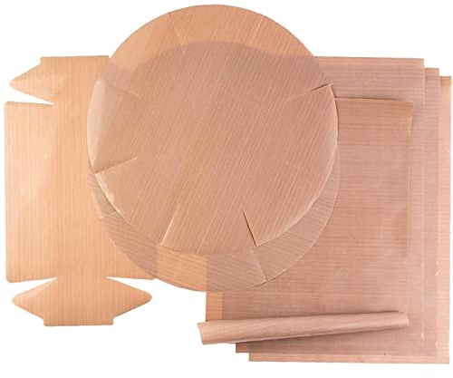 Set di 7 fogli di carta da forno riutilizzabili, ritagliabili e lavabili in lavastoviglie, 4 rettangolari, 32 x 46 cm, 2 stampi rotondi, 1 forma a scatola