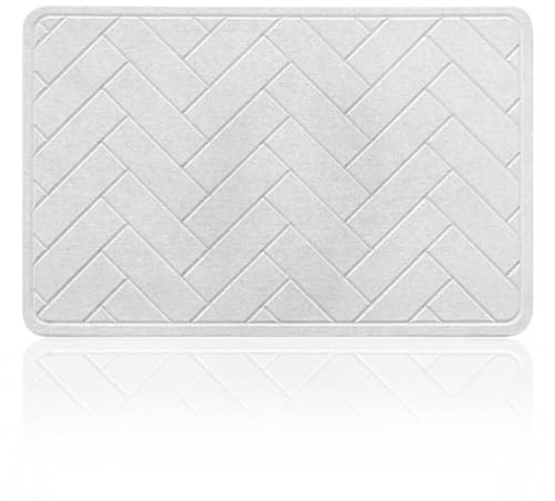 LUKADA Alfombra de baño de piedra de secado rápido | Alfombra de baño en 60 x 39 cm | Alfombra de ducha antideslizante | Alfombrilla de baño absorbente | Alfombrilla de baño en gris para baño y ducha
