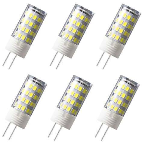 WULUN 6-Pack G4 AC/DC 12V LED Light Bulb, 5 Watt, 500 Lumen, Cool White 6000K, 360° Beam Angle, 50W Equivalent, G4 Halogen/Xenon/Incandescent Replacement Bulb, Not-Dimmable