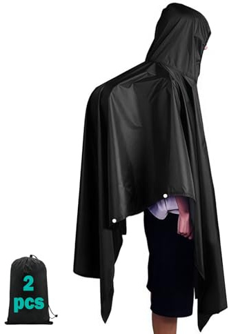 2pcs Multipurpose manteau de pluie avec poche de stockage, imperméable poncho de pluie unisex, pour vélo, en plein air Camping randonnée pêche