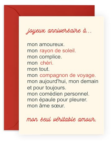 Central 23 Carte anniversaire pour mari – MON SEUL VÉRITABLE AMOUR – Cartes anniversaire pour femme petite amie – Cadeau pour petit ami couple amoureux – Livré avec autocollants
