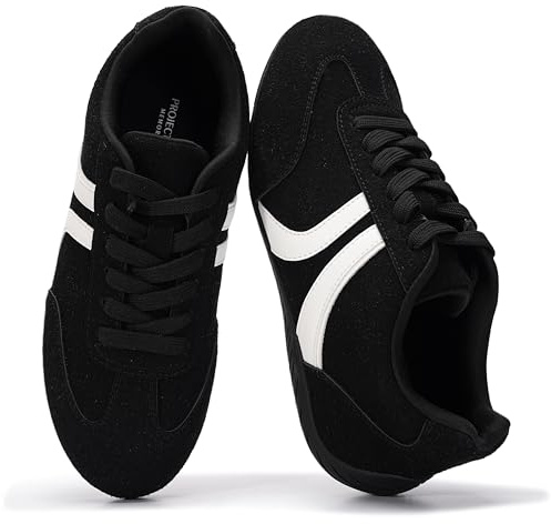 Project Cloud Barefoot Shoes Women – Memory Foam Lace-Up Womens Sneakers – Lightweight & Non Slip Womens Shoes Casual – All-Day Women's Fashion Sneakers for 2026 (Goal, BLK, 7.5)