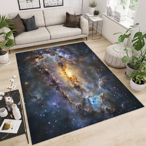 Genérico Alfombra Exterior terraza Galaxia 60x120cm diseño Espacio, Alfombra Resistente Lavable jardín y terraza Exterior, también Ideal para Interiores de Salones Modernos con Estilo galáctico.