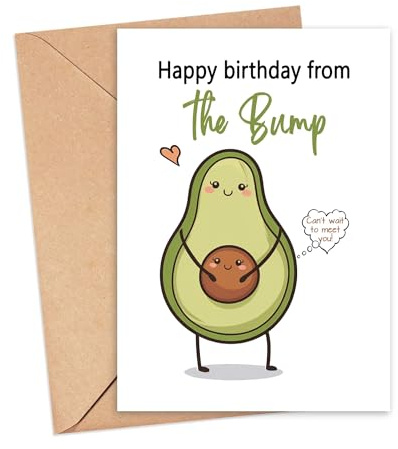 Lindsay68 Happy Birthday From The Bump ! Card - Funny Avocado Birthday Card - New Dad Gift - Gift For Husband From Pregnant Wife - Girlfriend - Soon To Be Dad Gifts