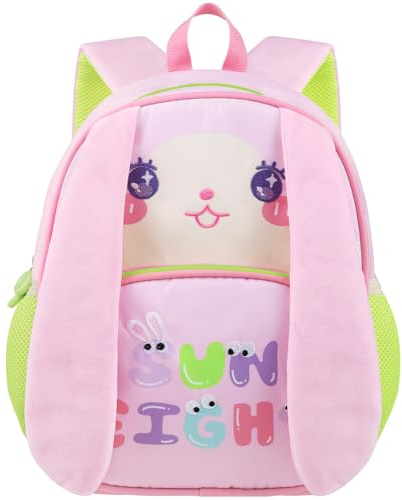 Mochila Guarderia Niña para Mochila Pequeña Escolar Niño 2-5 Años Mini Mochila Bolso de viaje Ajustable con Bolsillos Laterales Correa Antipérdida Mochila Primaria Niñas Regalo Cumpleaños - Conejo