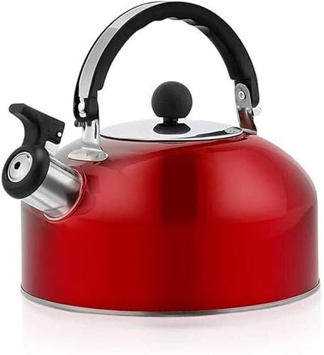Wmmner Bollitore Elettrico Bollitore a Gas in Acciaio Inossidabile Domestico Leggero 3L Bollitore Tradizionebollitore da Tè Vintage o Caffettiera da Fornello (Arancione)/Rosso