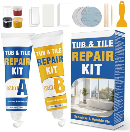 Emaille Reparaturset – Fliesenreparaturset & Badewannen Reparaturset Weiß, Keramik Reparaturset für Waschbecken – Wasserfestes Set zum Reparieren von Fliesen, Keramik & Emaille, Farbton Einstellbar