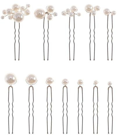 Evadollina Accesorios para el cabello de boda, 12 piezas de horquillas, adornos florales para el cabello, joyas para el cabello nupcial, horquillas, damas, Navidad, para festivales y fiestas