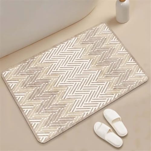 Alfombra de Baño Antideslizante, 70x140cm Alfombrilla Diatomita Baño Absorbente, Alfombrilla Ducha Lavable Stone Bath Mat, Alfombra Piedras para Ducha, Cocina, Bañera y Baños, WC Rectangle 6-1145
