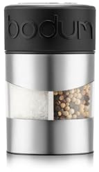 Bodum TWIN Salt- och pepparkvarn (justerbar keramisk kvarn, halkfritt silikonhandtag, 12 cm) – svart