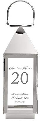 Casa Vivente Edelstahl-Laterne mit Gravur, Personalisiert mit Namen, Datum, Straße und Hausnummer, Dekoration, Windlicht als Hochzeitsgeschenk