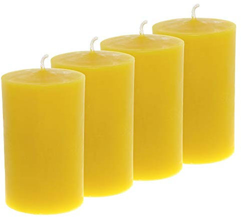 Toms Bienen 4 Stumpenkerzen Durchmesser 6,5 cm; Höhe 10cm aus 100% reinem Bienenwachs