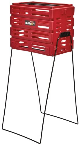 Tourna Ballport Tennis Ball Hopper Holds 80 Balls Durable and Lightweight – Red