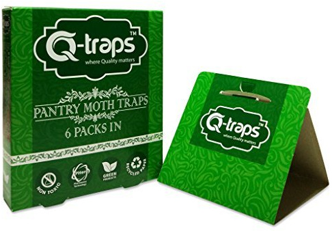 Q-Traps Pantry Moth Traps - Safe, Nontoxic, Insecticide-Free Pheromone Traps for Common Kitchen Moths - 1 Pack of 6