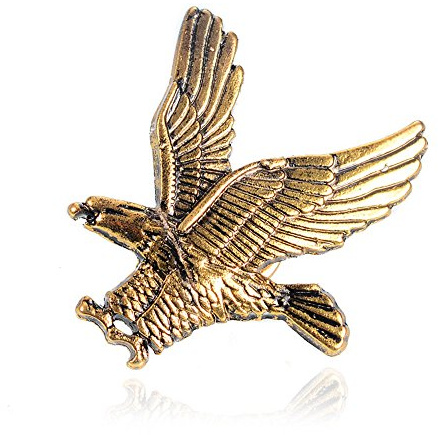 Gold Silver Flying Eagle Brooch Pins for Men (Golden)