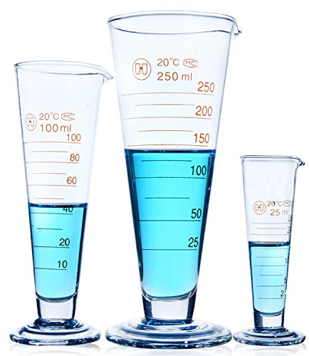 Taza medidora cónica, vaso medidor de cristal de laboratorio, vasos graduados de medición de calidad alimentaria, vaso de cristal para leche y zumo, taza de laboratorio, taza de 20 ml