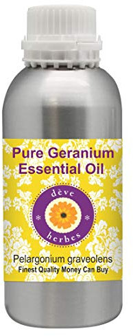 Deve Herbes Pure Huile essentielle de Géranium (Pelargonium graveolens) Distillé à la vapeur qualité thérapeutique naturelle 300ml (10 oz)