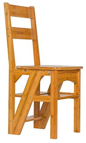 Scaletta Sedia A Pioli in Legno Massiccio Coperta Multifunzione Scaletta A Quattro Gradini Cucina Sgabello A Piega Pieghevole Scala Mobile Porta-vasi (Color : Wood Color, Size : 39.5 * 46 * 90cm)