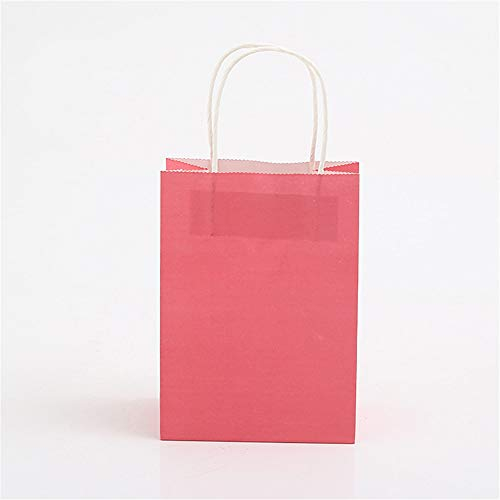 Papiertüten Kraftpapier 10 Stück papiertüten mit henkel Kraft Tüte Mitgebsel Tüten Geschenktüte für Partys, Hochzeiten, feiern, Geschenktüten und Süßigkeiten (Pink)
