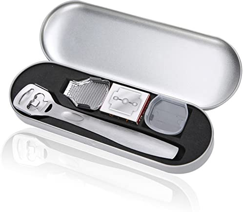 Râpe à Pied Pédicure, Ensemble de Rasoir à Callosités, Coupe Cors Pied, Rasoir à Talon, Lime à Pied en Acier Inoxydable pour Enlever les Peaux Mortes Pédicure Outil de Soin des Pieds (Argent)