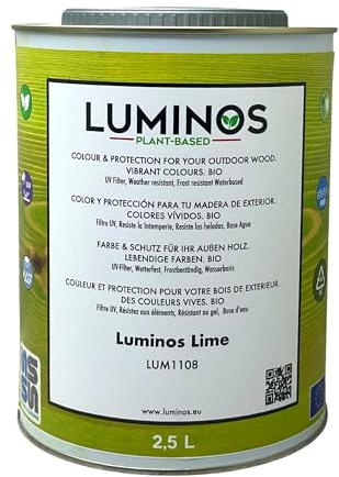 Luminos LUM1108 - LIME - Lasure Biobased pour bois extérieur à l'eau - Citron Vert 2,5L