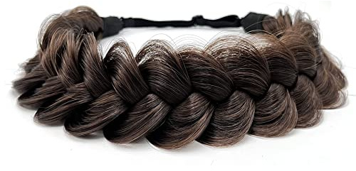 TOECWEGR Extensions hårband fläta klassisk tjock platterade bröllop fluffig flätor peruk kvinnor flicka skönhetstillbehör (kastanjebrun)