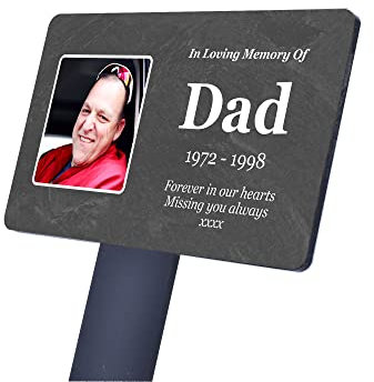 Personalised Bereavement Gifts. Large Memorial Plaque With Photo, Gardens Ground Stake Or Grave Ornaments - Acrylic, Waterproof and Hard Wearing. (Large Size)