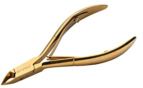 Aba Group Kosmetikzange 10 cm, Zwei-Feder-Zange - gold, 3mm (1127), scharfe Nagelhautschere, Maniküre-Tools, Pediküre-Werkzeuge