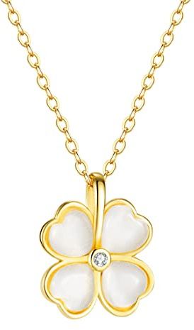 Caimeytie Collier Pendentif trèfle à Quatre Feuilles pour Femme et Fille avec chaîne en Acier Inoxydable plaqué Or