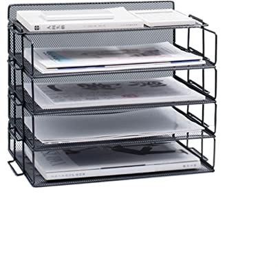 IXART Schreibtisch Organizer Metall-Dateirahmen Büroschreibtisch Organizer Multilayer Große Kapazität Bücherstand Lagergestell for Zuhause, Büro, Aktivitätsraum Ordnerregale/Stehsammler