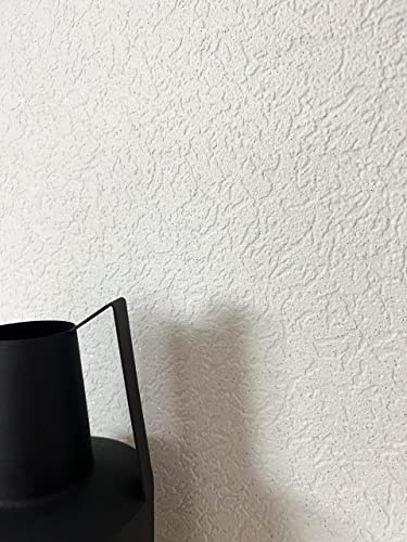 Newroom papier peint intissé blanc uni crépi scandinave salon | Effet scintillant pailleté, texture rugueuse, sans raccord, décoration murale chambre, couloir