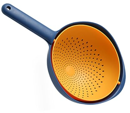 RUTAVM Drain Basket with Handle, Double-Layer Detachable Plastic Colander Drain Basin and Basket for Food Vegetables Cleaning Strainers Fruits Vegetables Cleaning