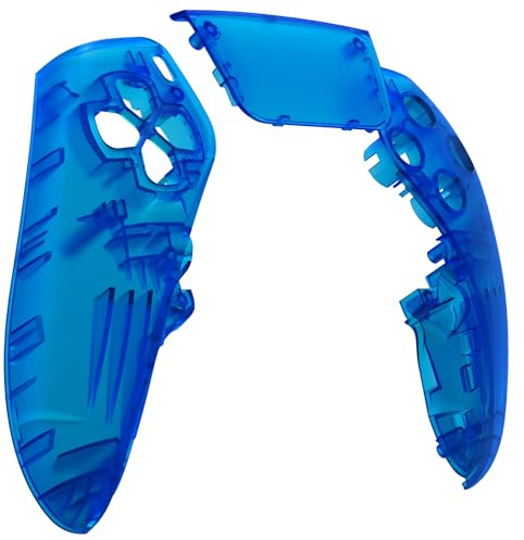eXtremeRate Left Right Front Housing Shell with Touchpad Compatible with ps5 Edge Controller, Clear Blue DIY Replacement Faceplate Shell Custom Touch Pad Cover Compatible with ps5 Edge Controller