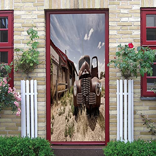türfolie 95x215cm(37.4 inches * 84.64 inches) LKW auto Türfolie Selbstklebend 3D Türposter, Wandbild, Abnehmbare, für Wohnzimmer Tür, Küche, Schlafzimmer, Bad Deko