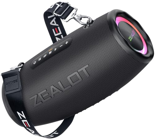 ZEALOT Enceinte Bluetooth, 80W Haut - Parleur Bluetooth avec Boost Bass, étanche ipx6, lumière LED, Banque d'alimentation, extérieur, Camping Haut - Parleur